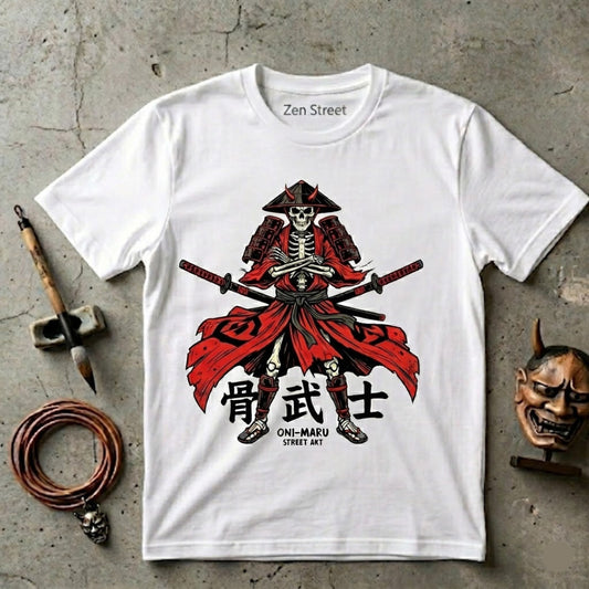 Bushido Soul: Streetwear Graphic T-Shirt – Red Samurai