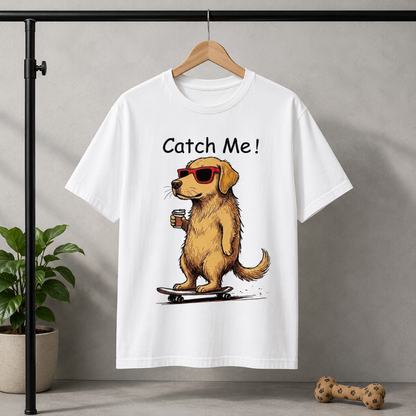 Catch Me! Cool Dog Graphic Unisex Standard Crew T-Shirt