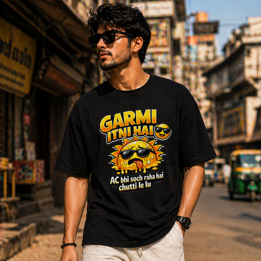 Garmi Itni Hai 😎 Funny Summer oversize T-Shirt | Premium Cotton